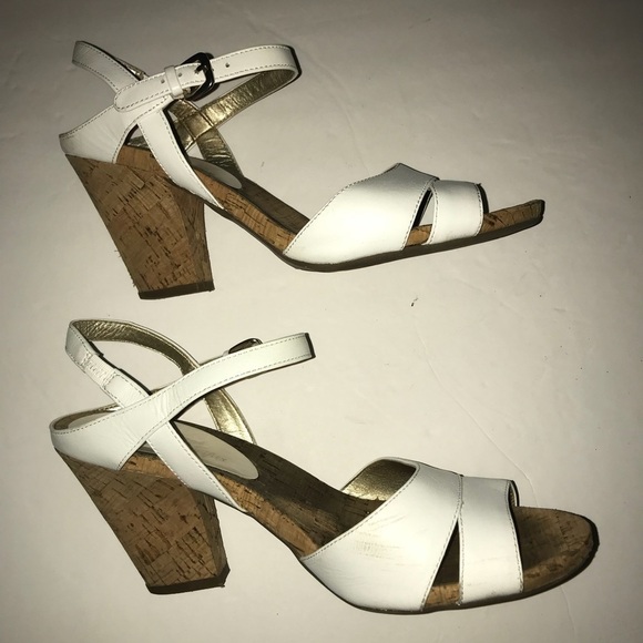 Anne Klein Shoes - AK Anne Klein Iflex Cork Heel White Slingback Shoe